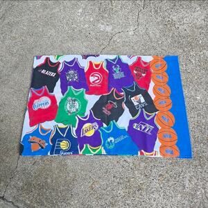 Vtg 90s NBA Logo Jerseys All Over Print Pro Basketball Pillowcase Bedding